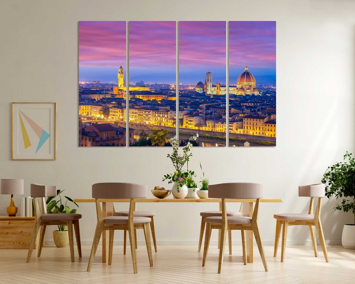 Florence Italy Night Duomo Pink Sky Arno River Lights Travel Poster - Image 6