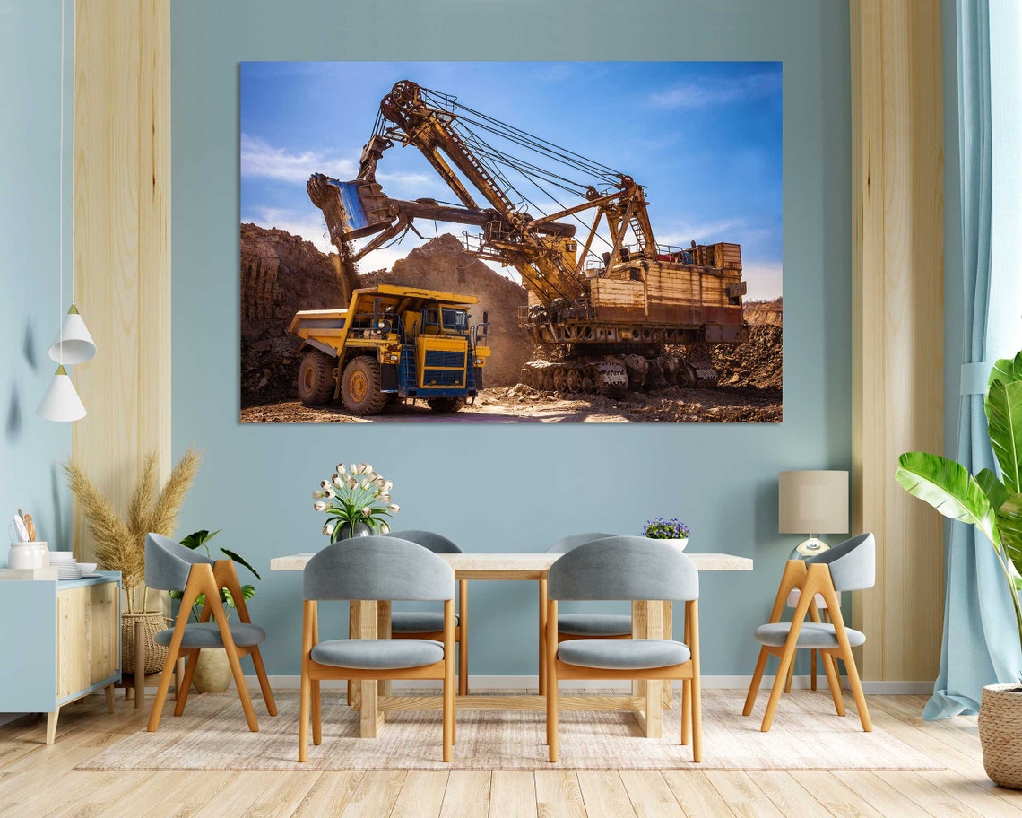 Giant Mining Excavator Loading Dump Truck Open Pit Five Panel Poster - Image 3