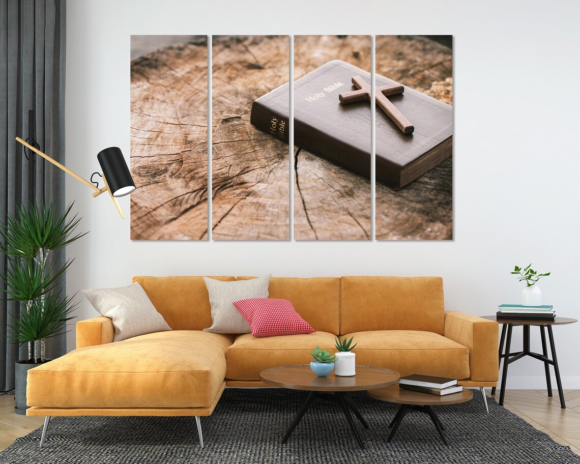 Holy Bible Wooden Cross Rustic Faith Still Life Christian Poster - Image 5