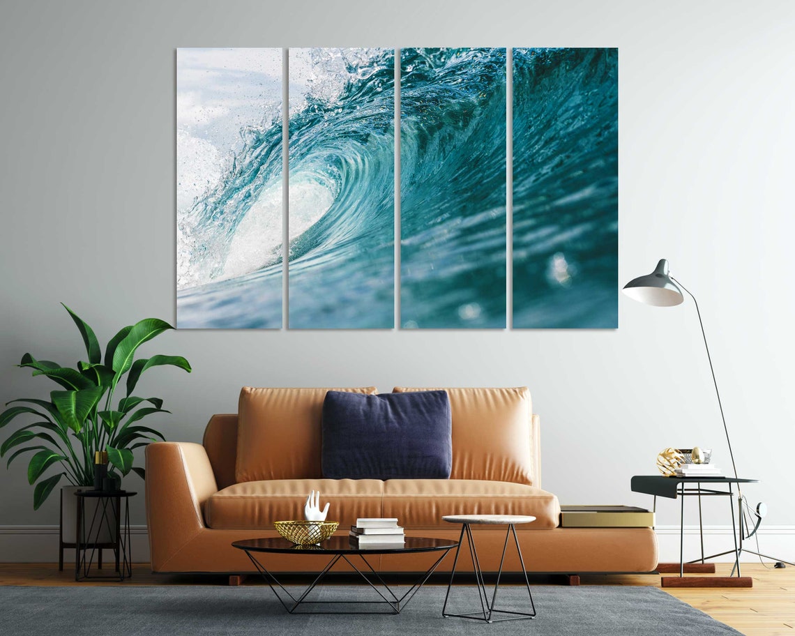 Turquoise Ocean Wave Curling Barrel Surf Seascape Blue Art Poster - Image 6