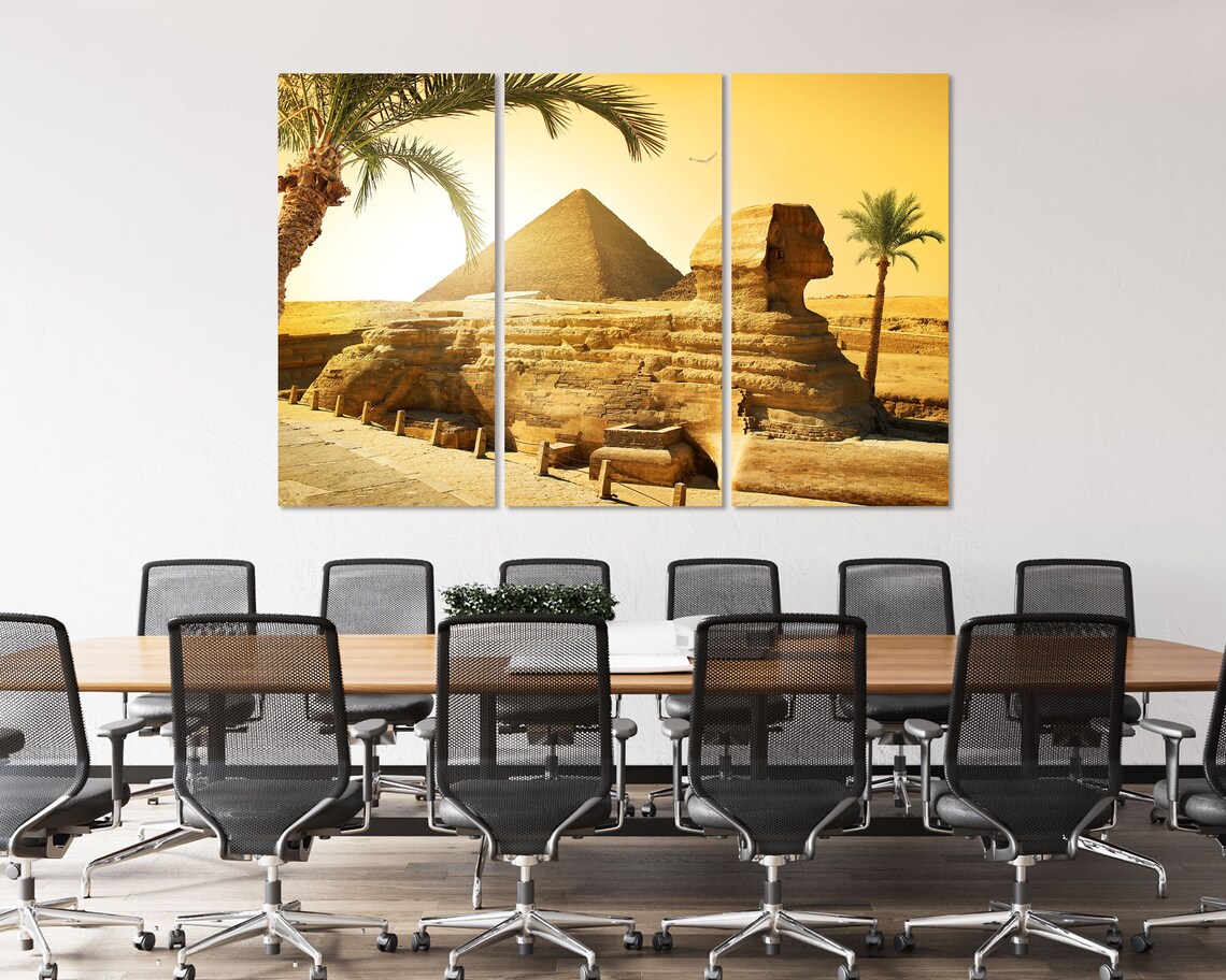 Sphinx And Pyramid Of Giza Egypt Sunset Desert Golden View Poster - Image 4