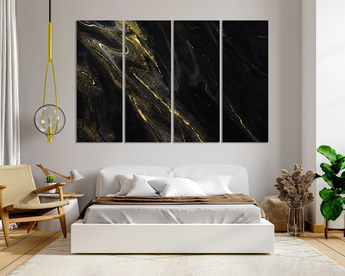 Black Gold Marble Swirl Luxury Abstract Dark Background Wall Poster - Image 7