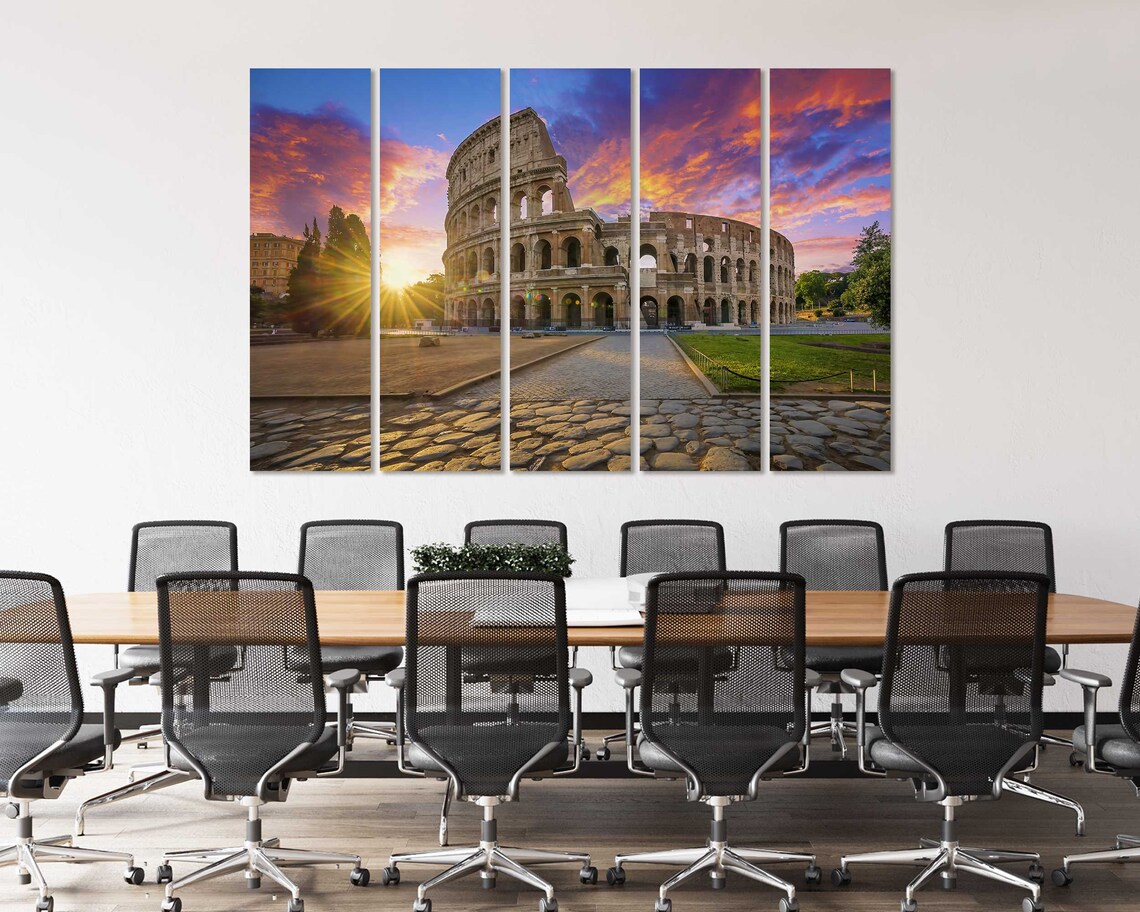 Colosseum Rome Italy At Sunrise With Dramatic Colorful Sky Poster - Image 4