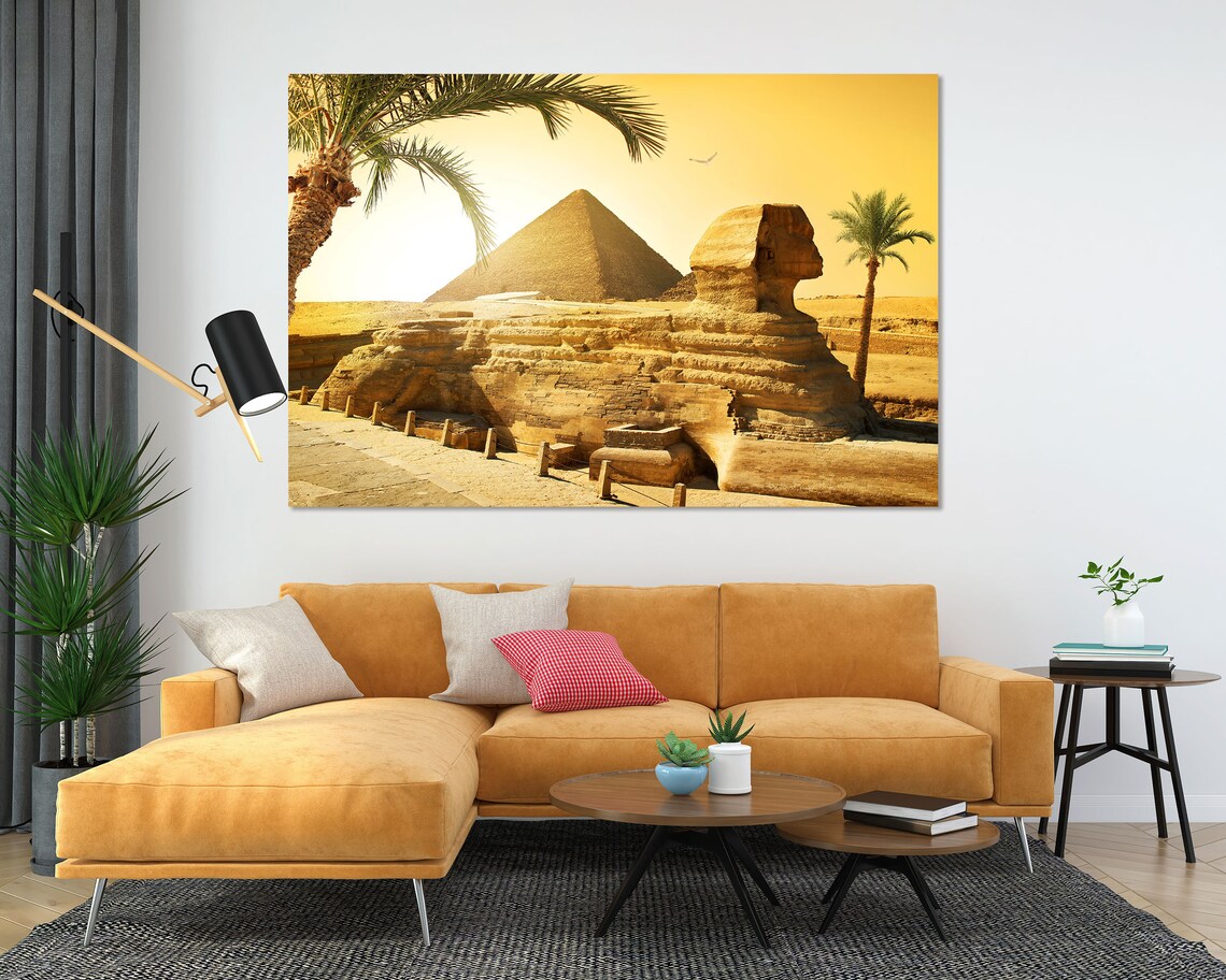 Sphinx And Pyramid Of Giza Egypt Sunset Desert Golden View Poster - Image 5