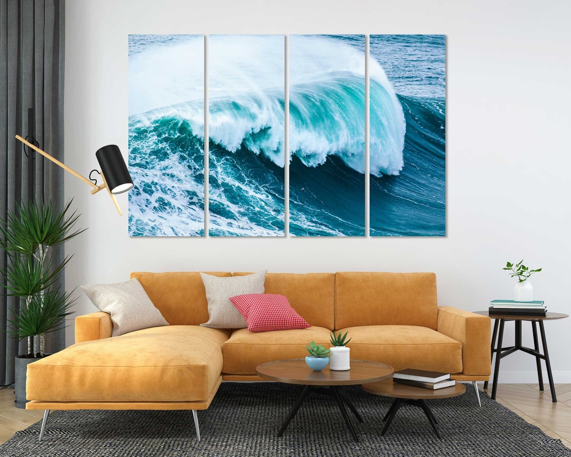 Giant Turquoise Ocean Wave Curling Surf Barrel Seascape Wall Poster - Image 5
