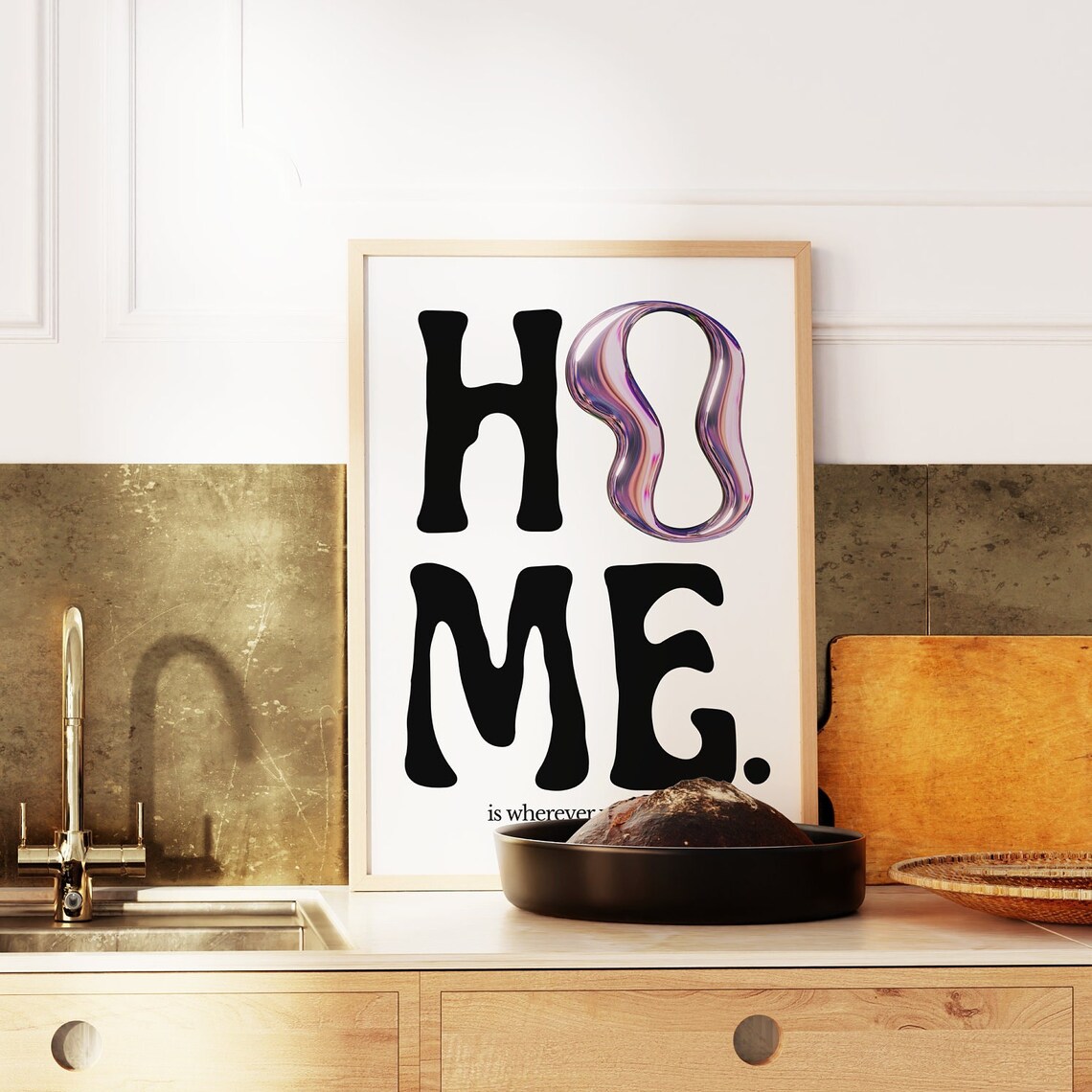 Home Is Wherever You Are Black and White Typography Quote Poster - Image 3
