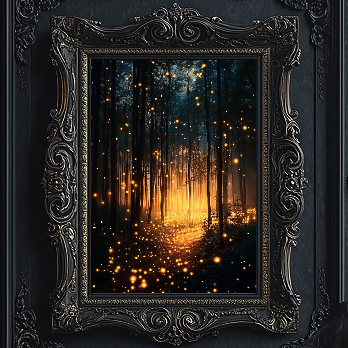 Firefly Magical Forest, Gothic Fantasy Art Print
