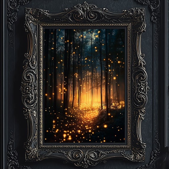 Firefly Magical Forest, Gothic Fantasy Art Print