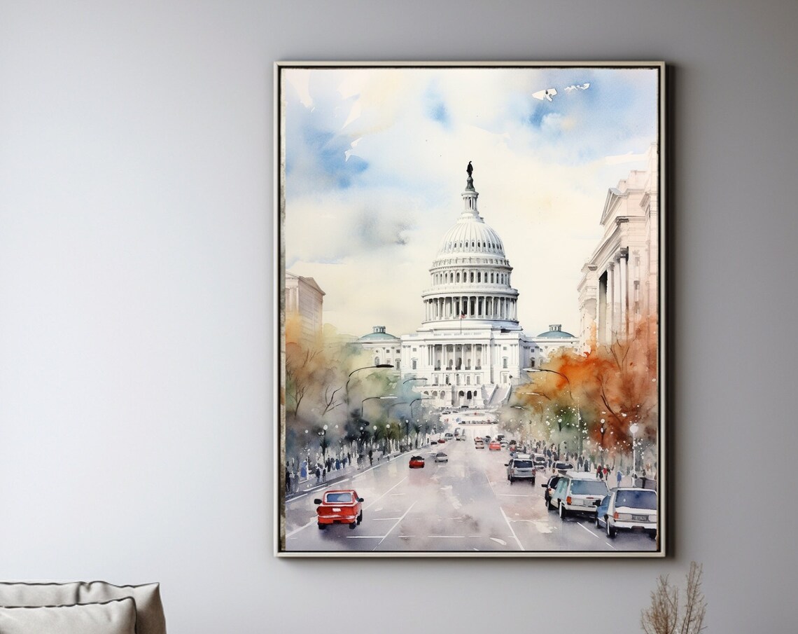 Washington DC Watercolor Poster Art Print