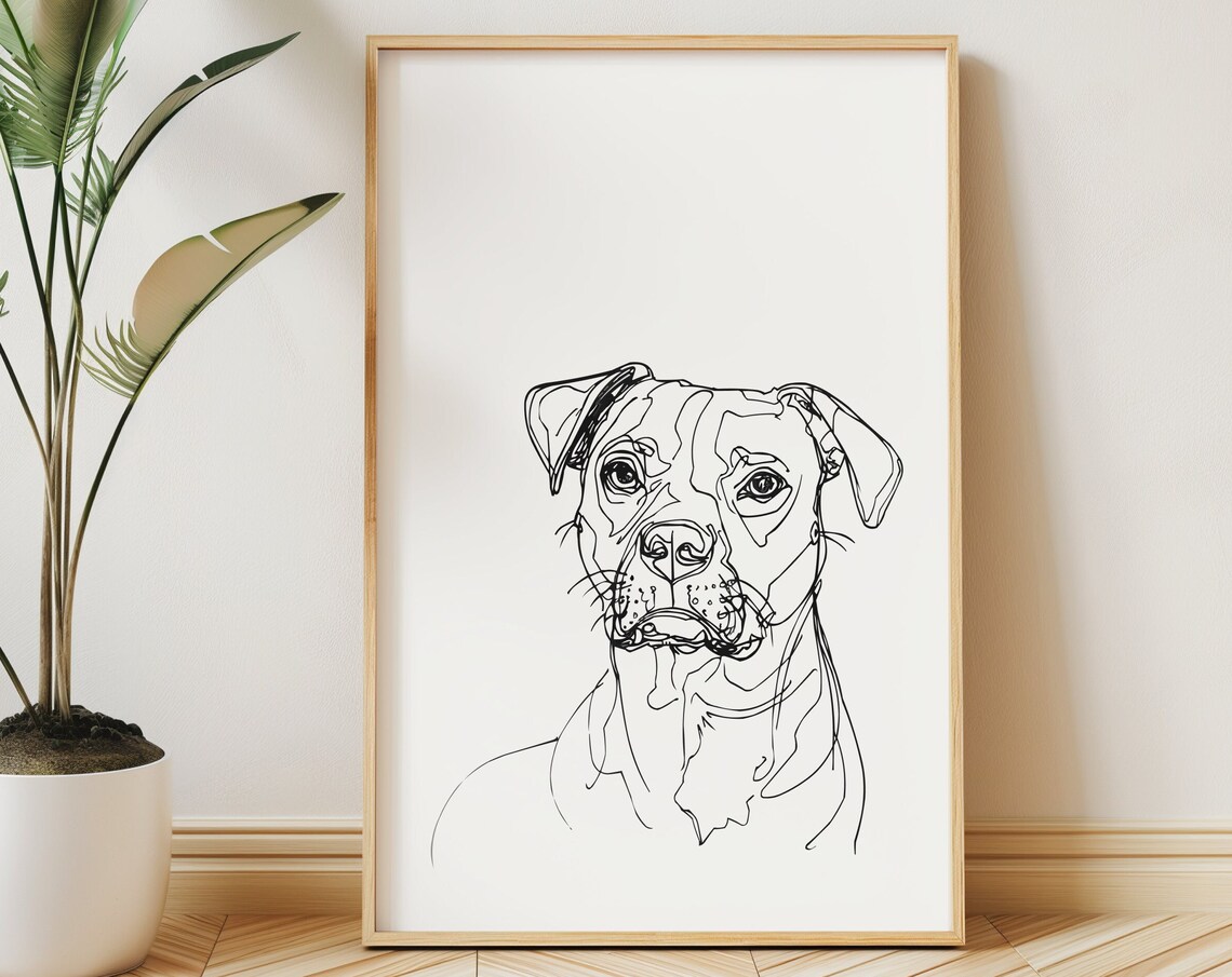 English Staffordshire Bull Terrier Head Portrait Clean Line Dog Poster - Image 3