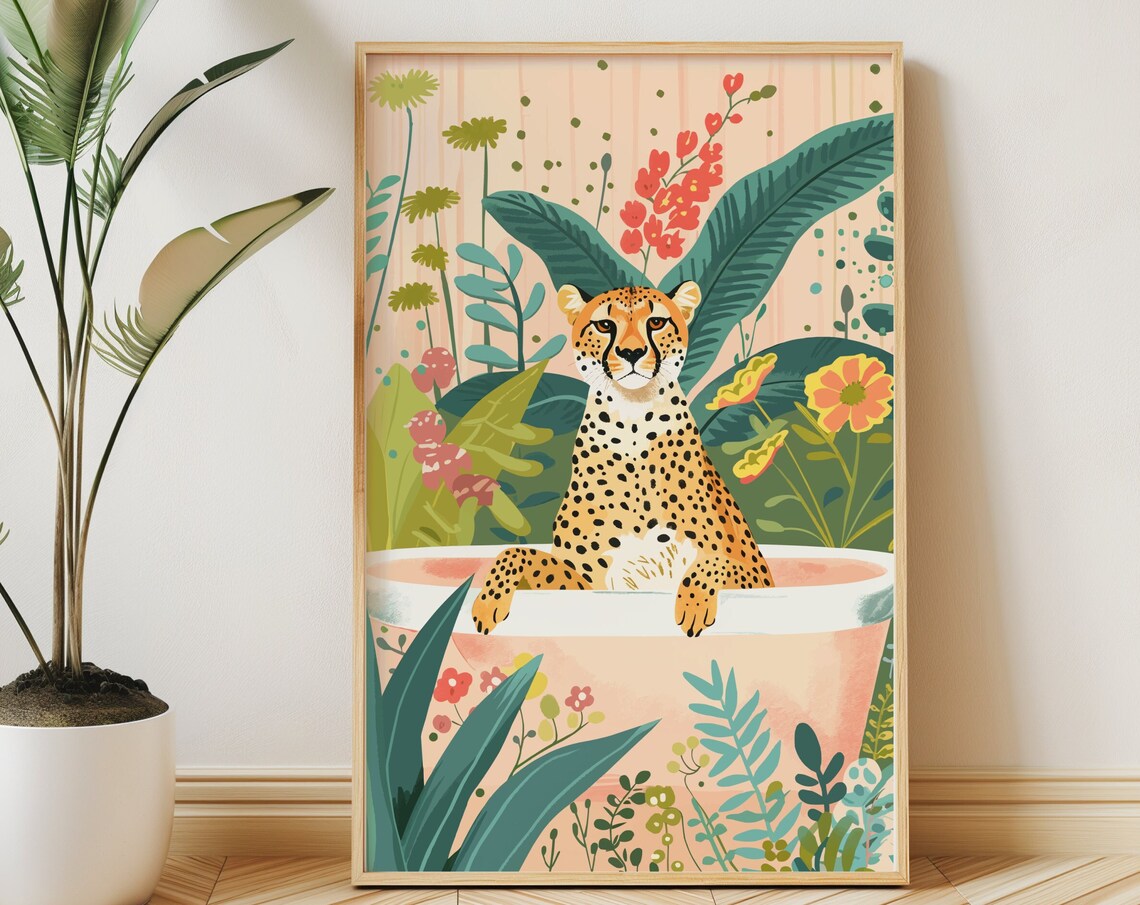 Cheetah Animal Kids Room Boho Jungle Art Print