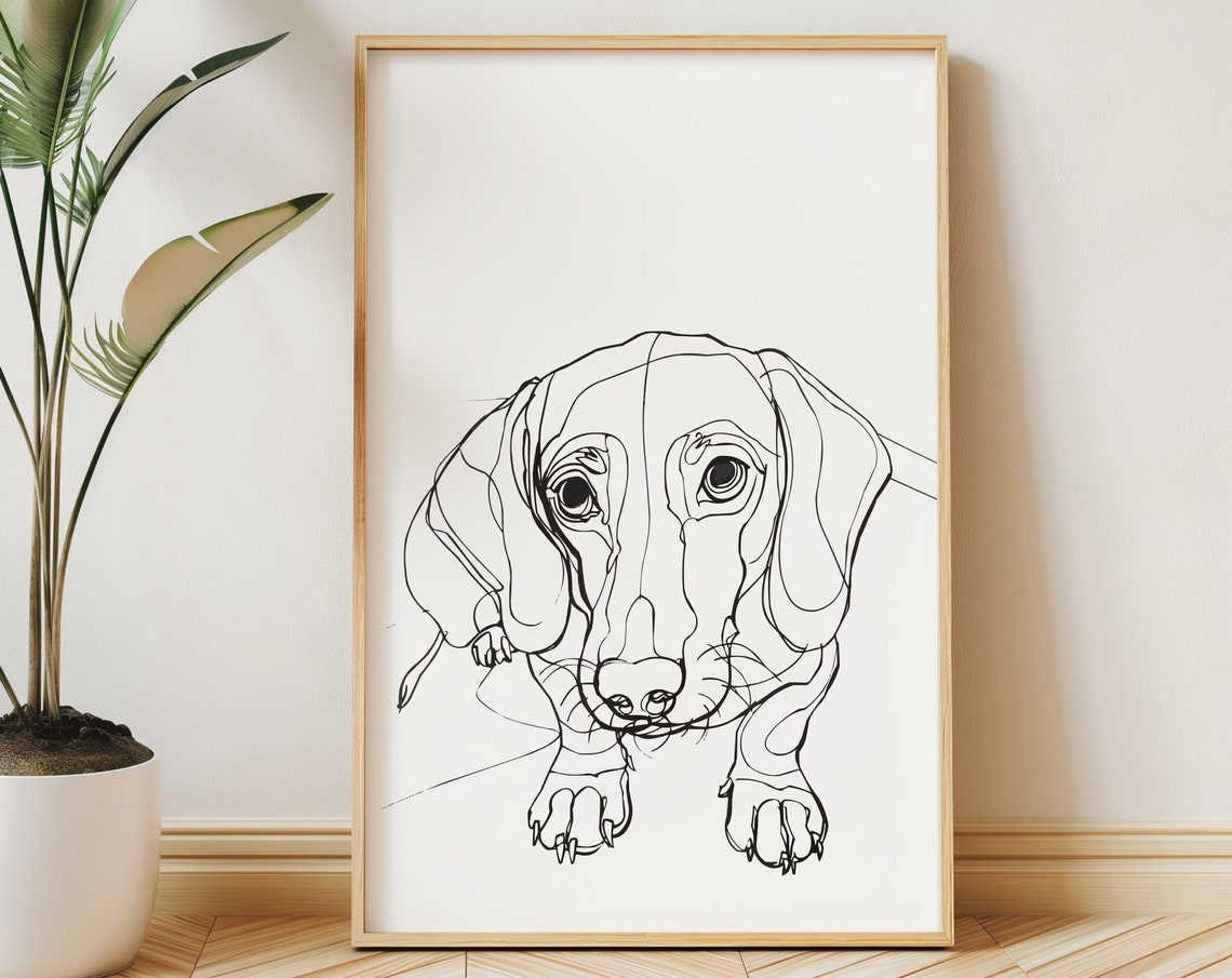 Dachshund Front View Bold Quirky Line Drawing Portrait Art Poster - Image 3
