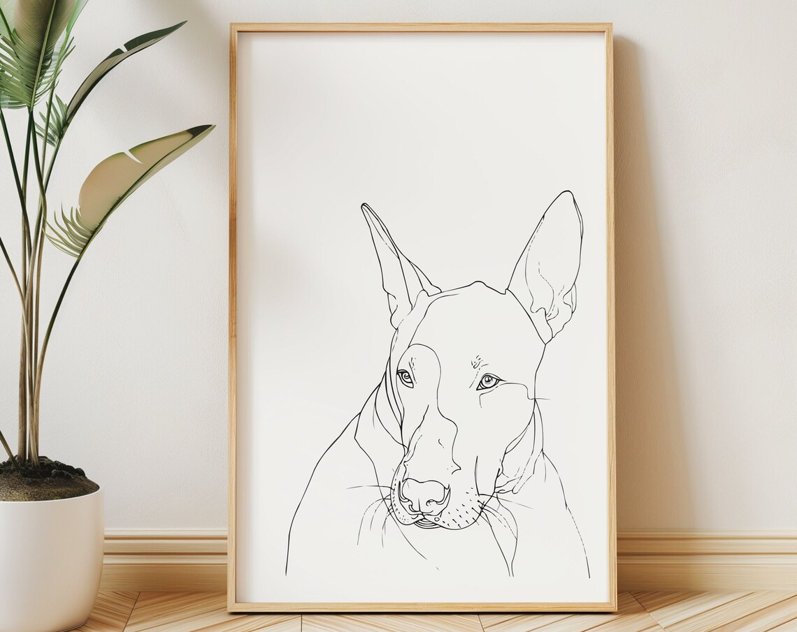 Bull Terrier Distinctive Head Crisp Minimalist Line Art Poster - Image 3