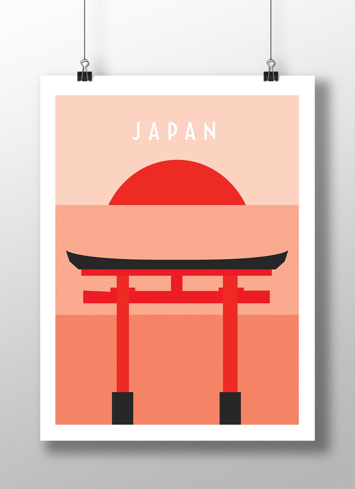 Japan Vermilion Red Torii Gate Shrine Sunrise Sky Travel Poster