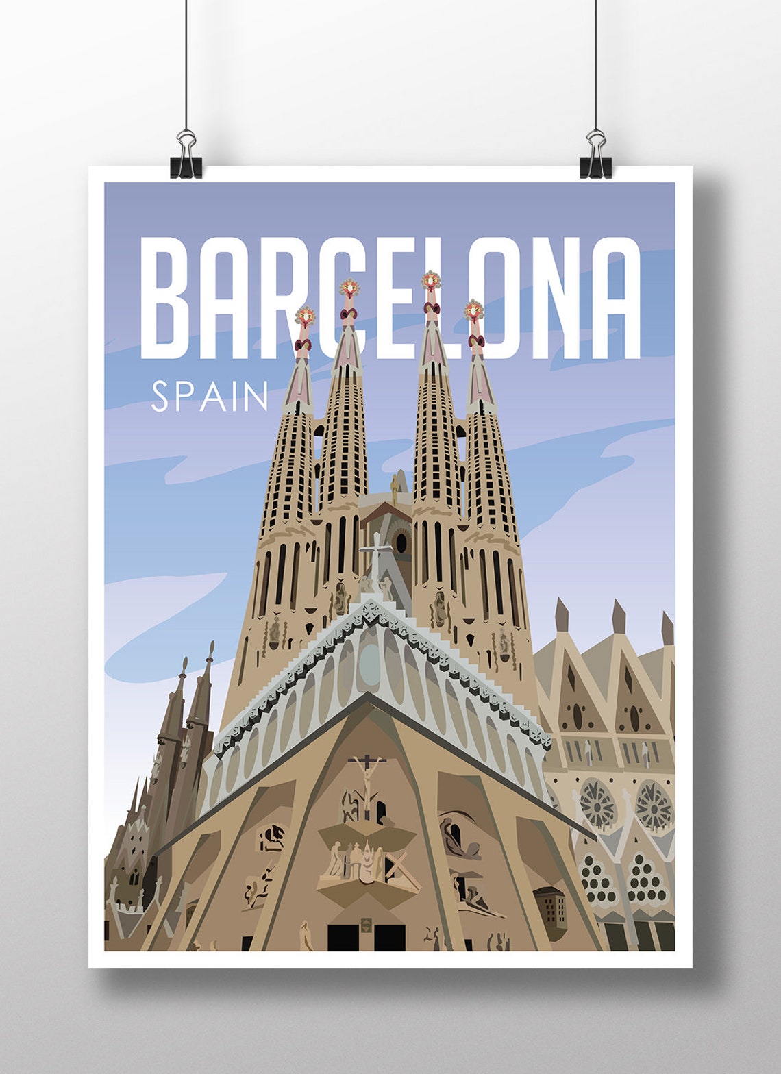 Barcelona Spain Sagrada Familia Cathedral Architecture Travel Poster
