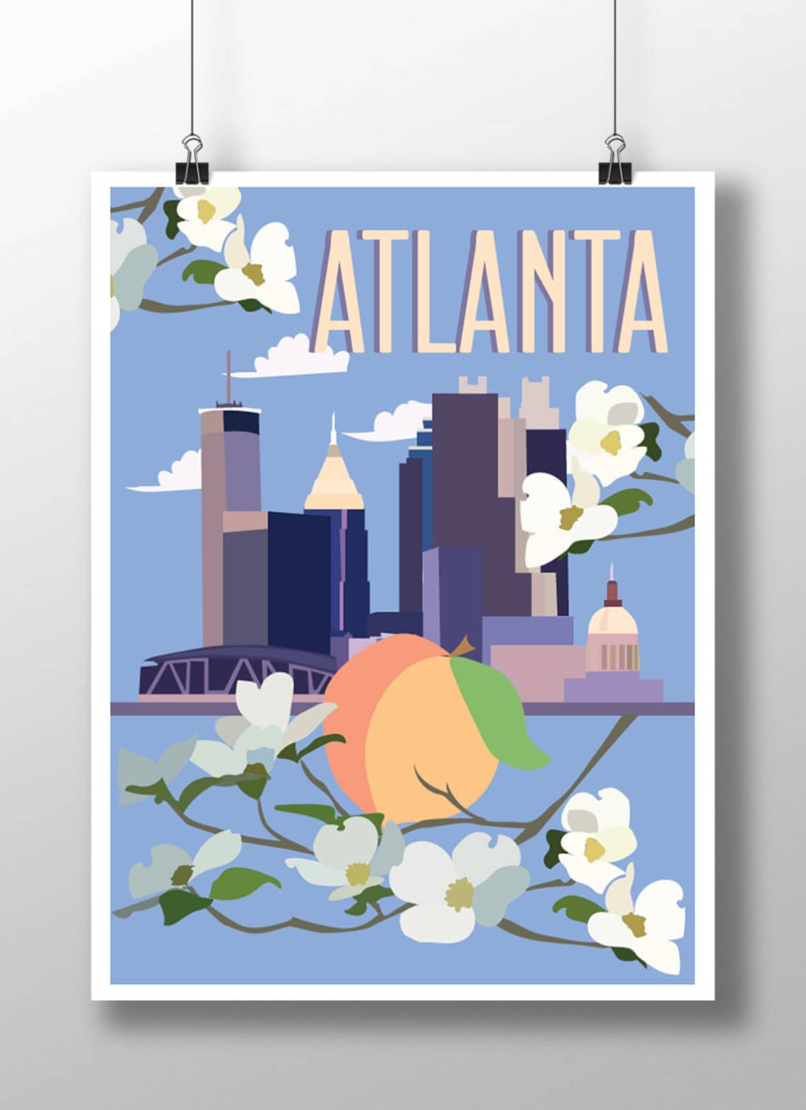 Atlanta Retro Travel Poster, Modern Travel Poster