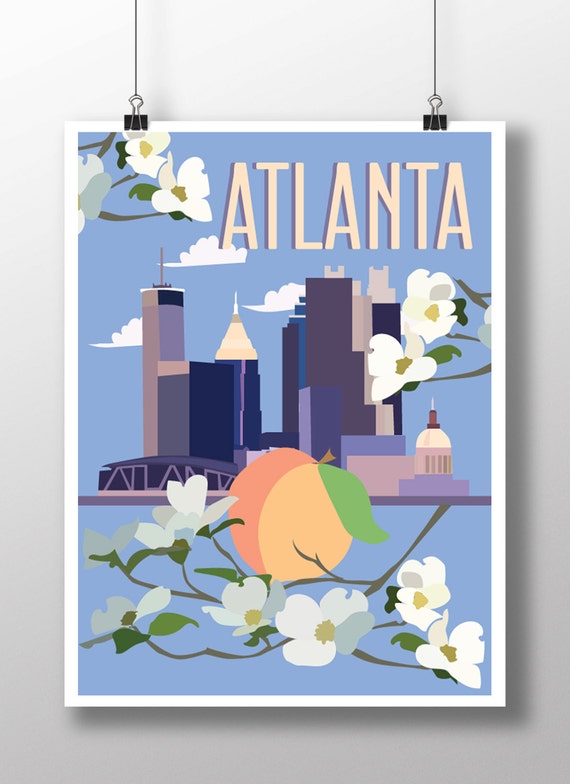 Atlanta Retro Travel Poster, Modern Travel Poster