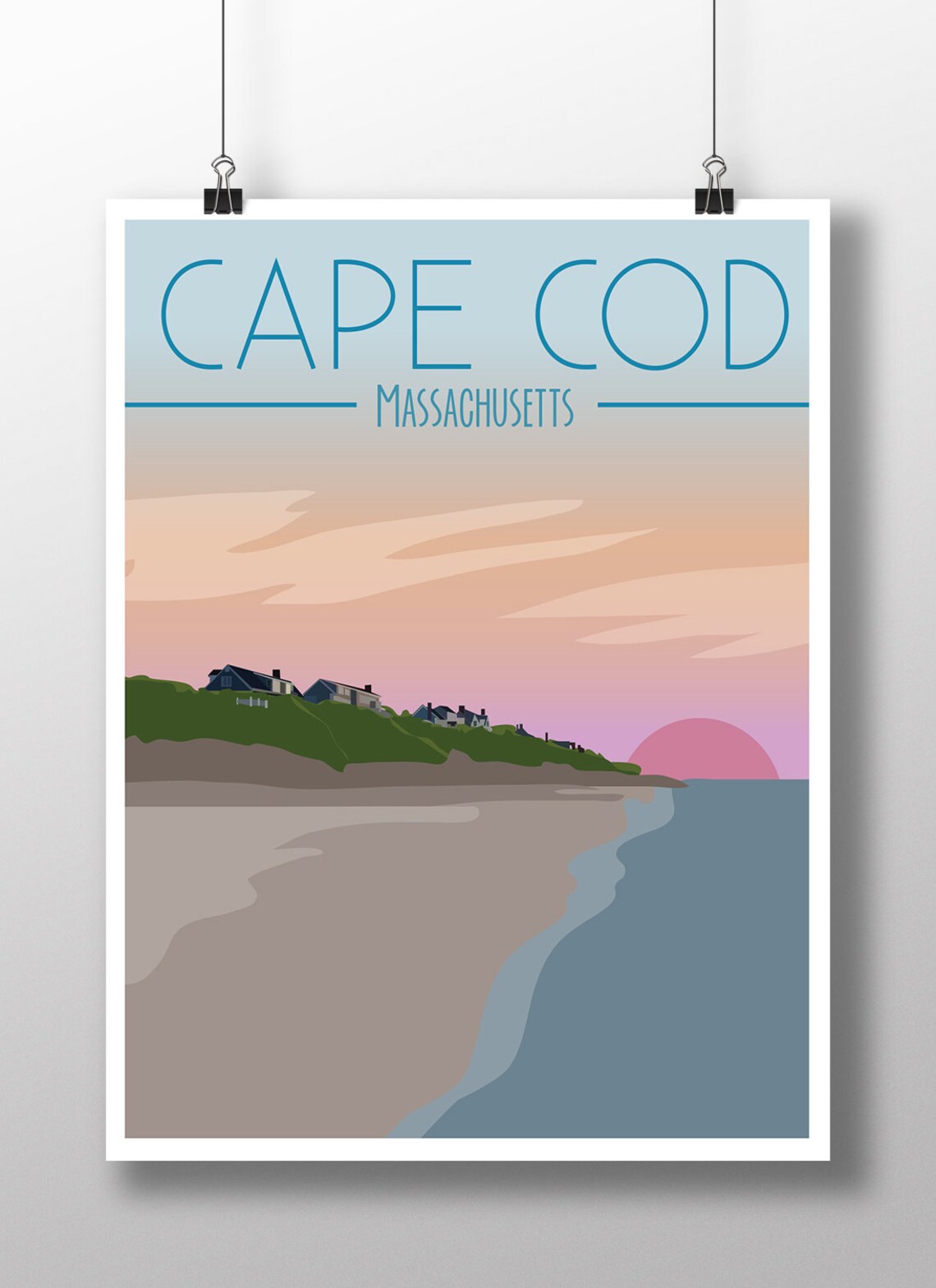 Cape Cod Travel Poster, Coastal Place Print