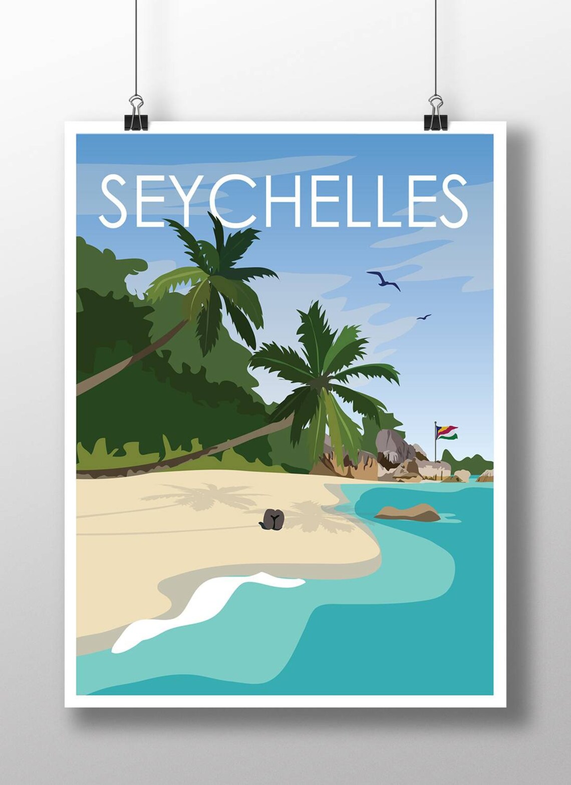 Seychelles Travel Poster, Vacation Destination Art Print