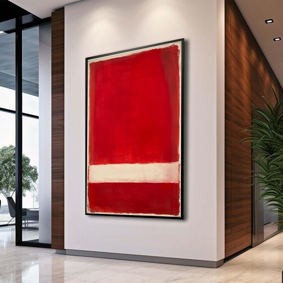 Mark Rothko Redwhite Framed Canvas Painting Artabstract Wall Arthandmade Minimalist Decororiginal Designfree Shippinggift