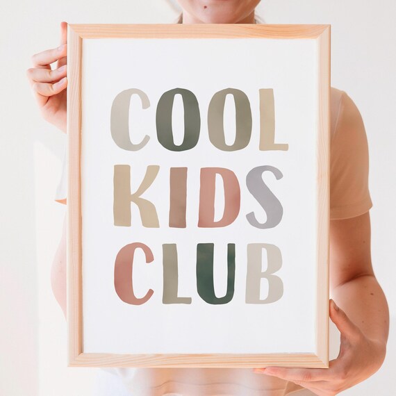 Cool Kids Club Multicolor Lettered Boho Playroom Sign Poster