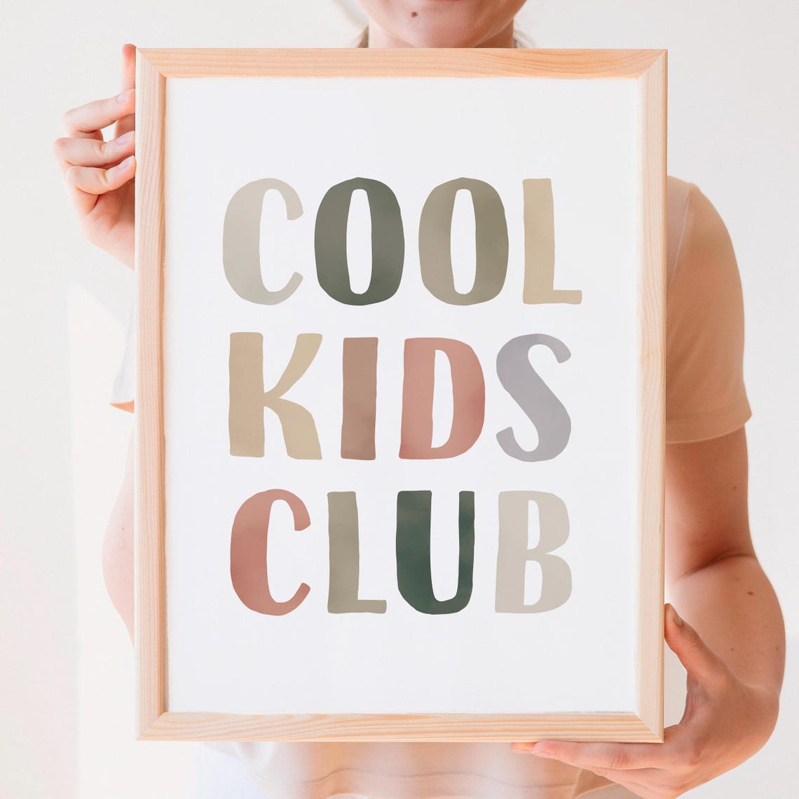 Cool Kids Club Multicolor Lettered Boho Playroom Sign Poster