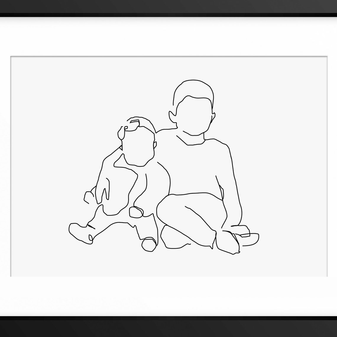 Big Brother Baby Sister Print Big Brother Gift Line Art Nursery Print Family Illustration Line Drawing Nursery Wall Art Family Print