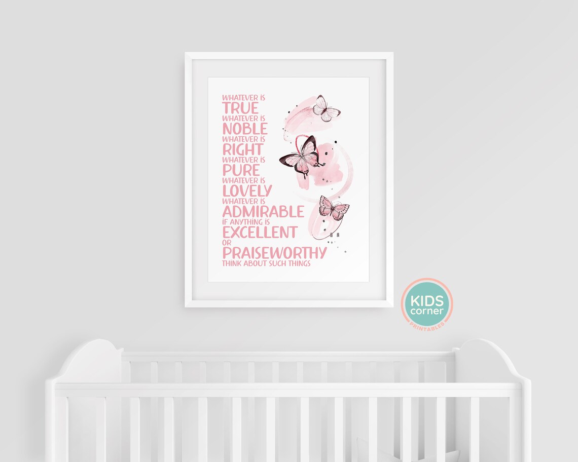 Whatever Is True Noble Right Pure Lovely Butterfly Faith Poster - Image 3