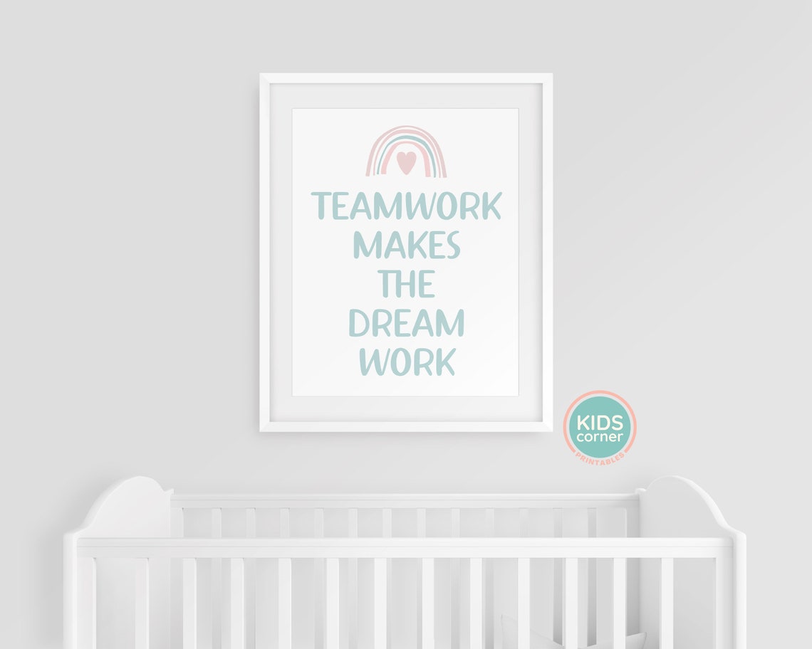 Teamwork Makes The Dream Work Pastel Rainbow Classroom Poster - Image 3