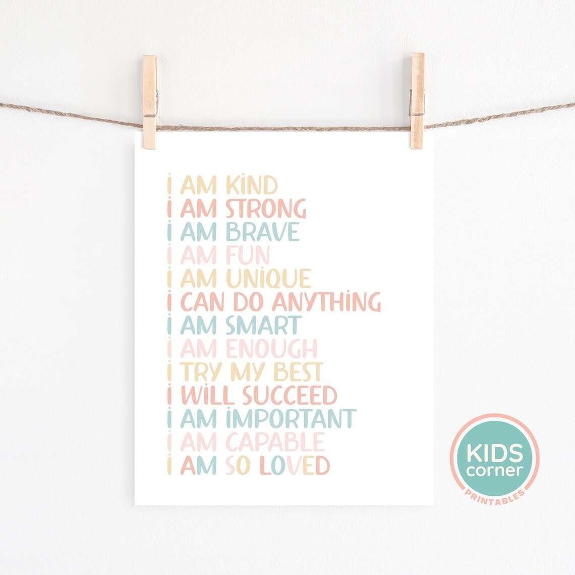I Am So Loved Affirmations for Kids Poster - Image 2