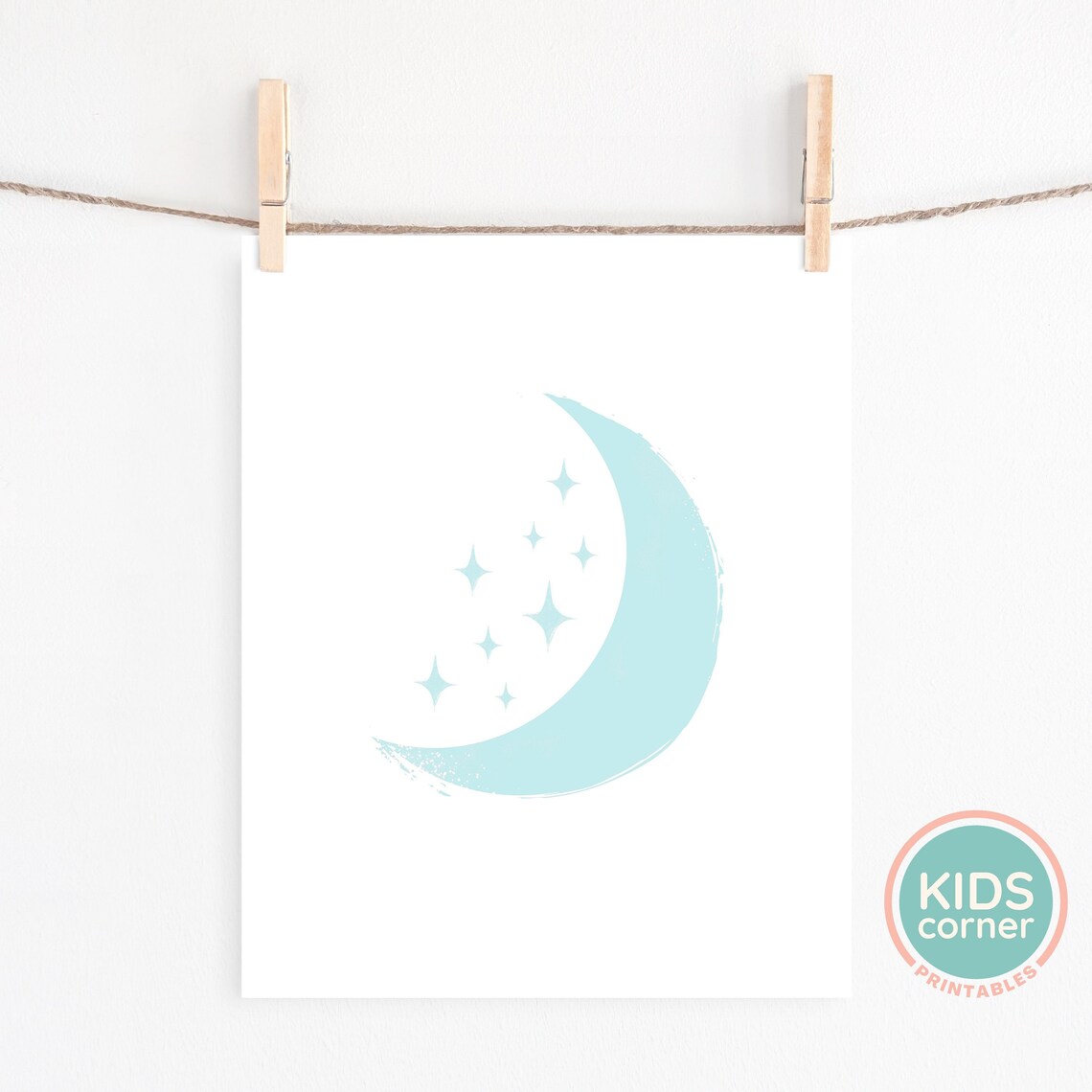 Blue Moon And Stars Art Print, Nursery Decor - Image 2