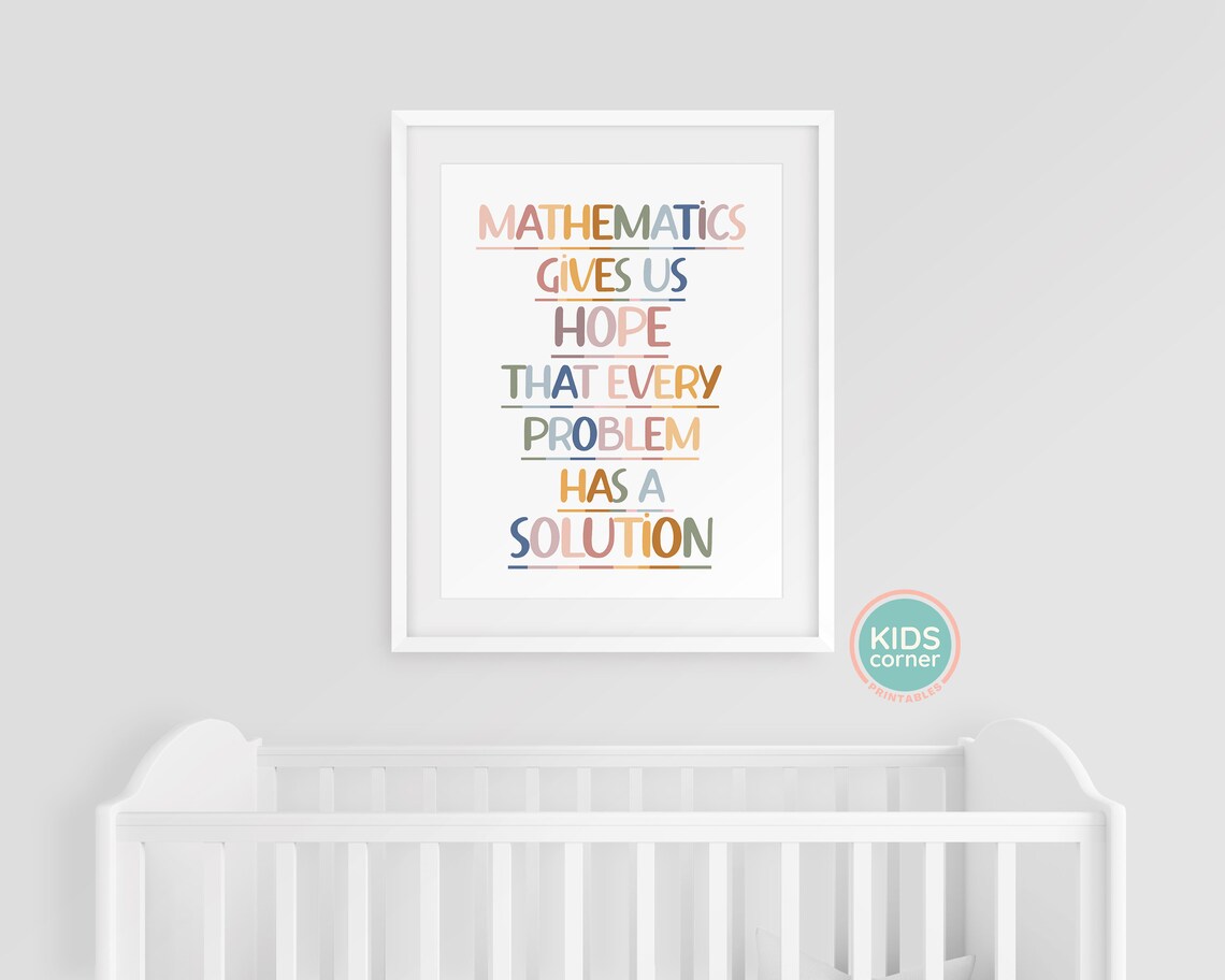 Mathematics Gives Us Hope Quote, Classroom Art Print - Image 3