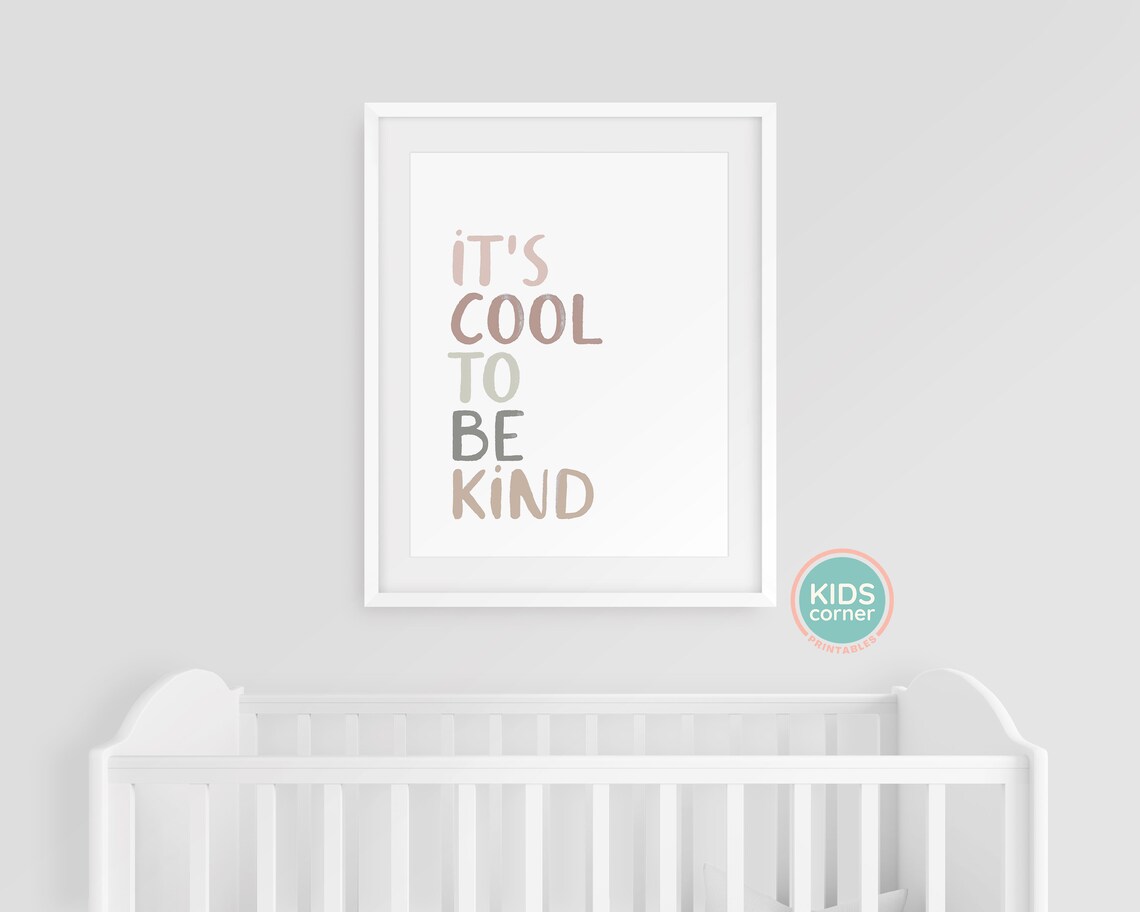 It Is Cool To Be Kind Pastel Neutral Kids Kindness Quote Poster - Image 3