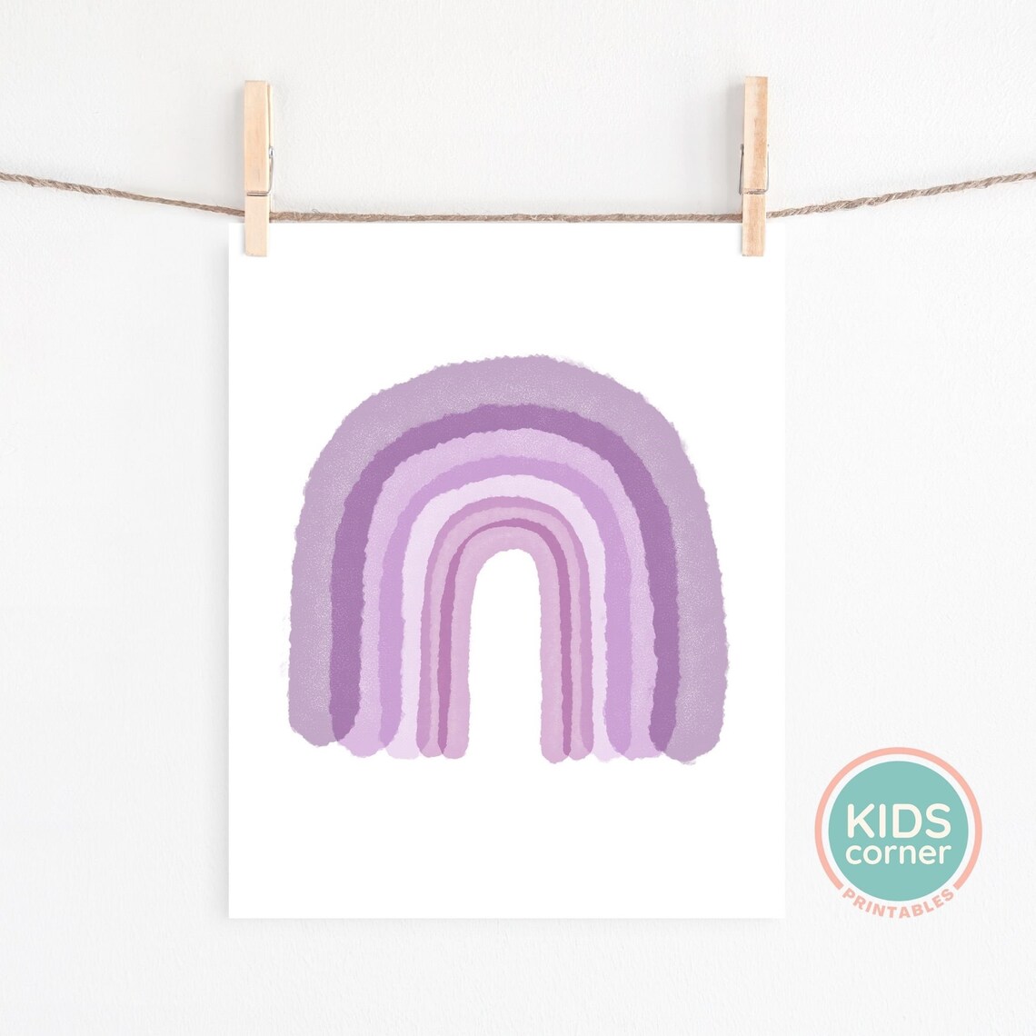 Purple Watercolor Rainbow Nursery Decor Girls Bedroom Art Poster - Image 2
