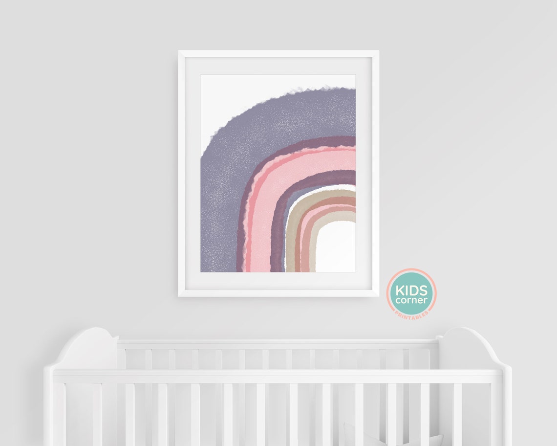 Muted Pastel Rainbow Watercolor Arches Nursery Wall Decor Print - Image 3