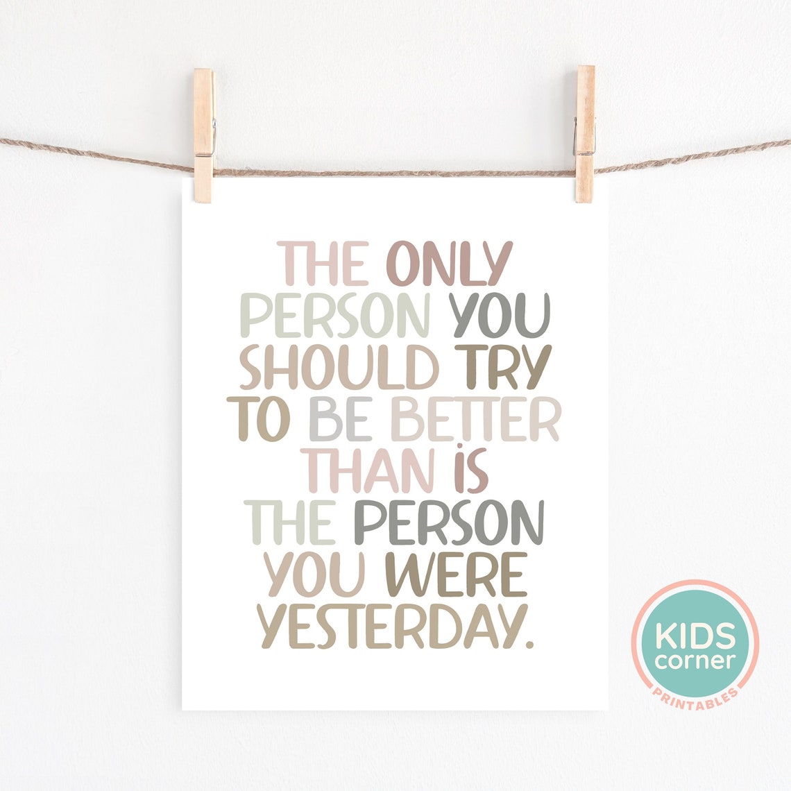 Be Better Than Yesterday Earth Tone Mindset Quote Wall Poster - Image 2