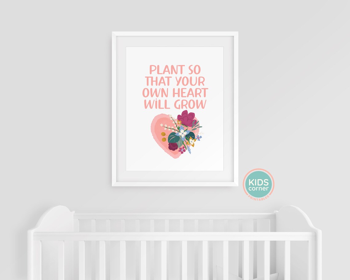 Plant So Your Own Heart Will Grow Pink Floral Heart Quote Poster - Image 3