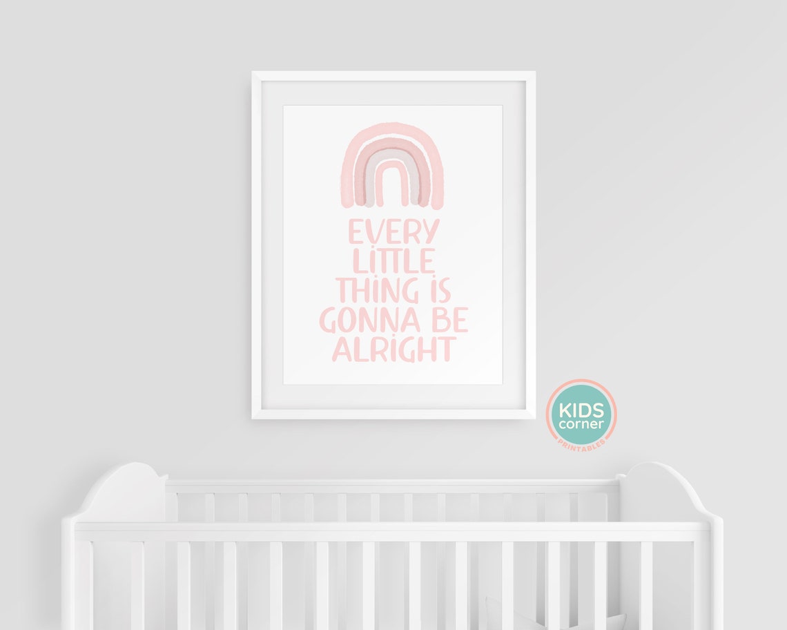Every Little Thing Is Gonna Be Alright Pink Rainbow Quote Poster - Image 3