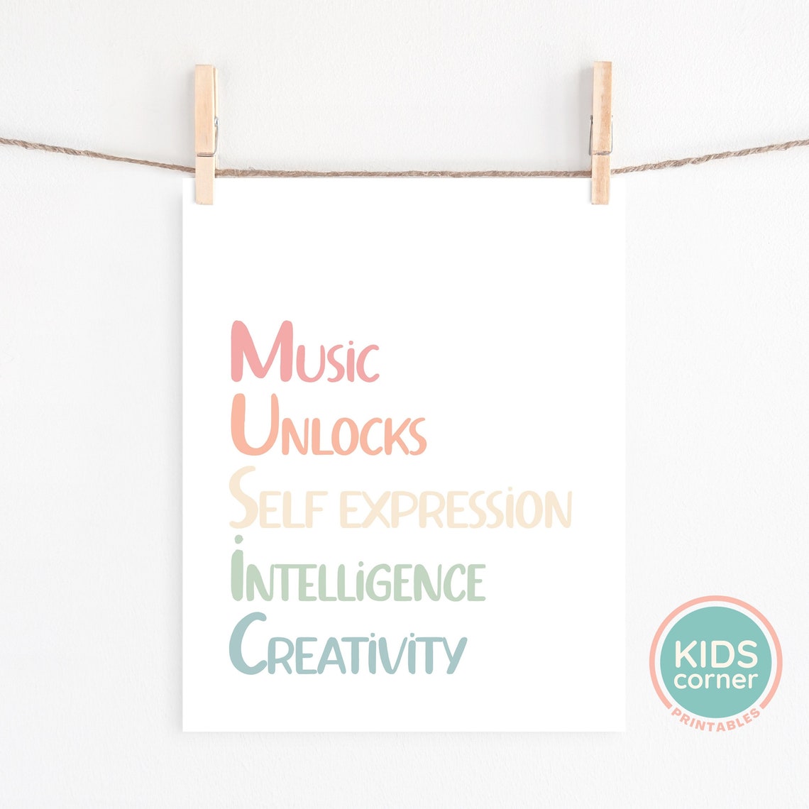 Music Unlocks Self Expression Creativity Colorful Kids Poster - Image 2