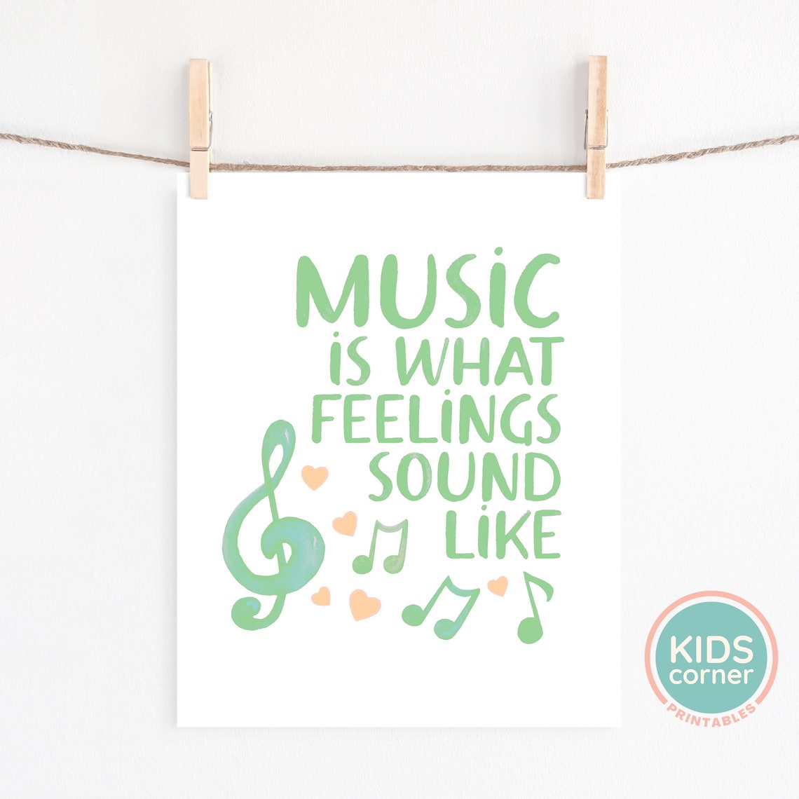 Music Is What Feelings Sound Like Mint Treble Clef Music Poster - Image 2
