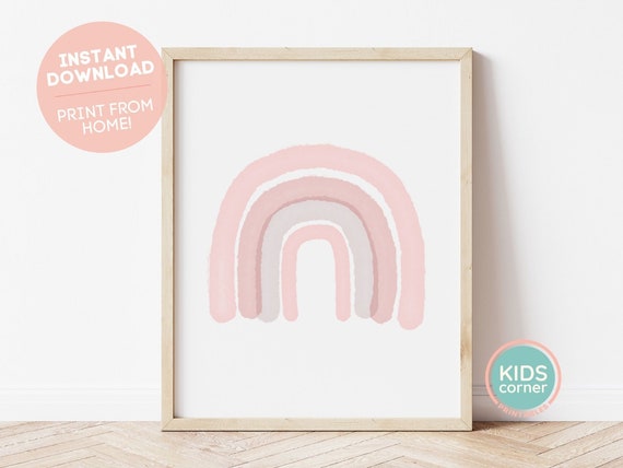 Soft Pink Rainbow Wall Art Rainbow Nursery Decor Instant Rainbow Wall Art Wall Art Kids Wall Art