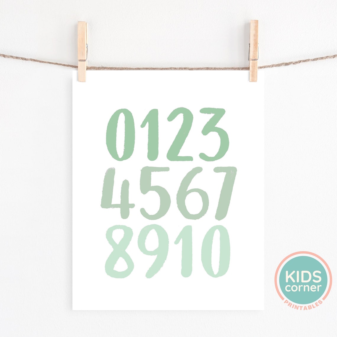 Green Numbers One To Ten Nursery Playroom Counting Learning Poster - Image 2