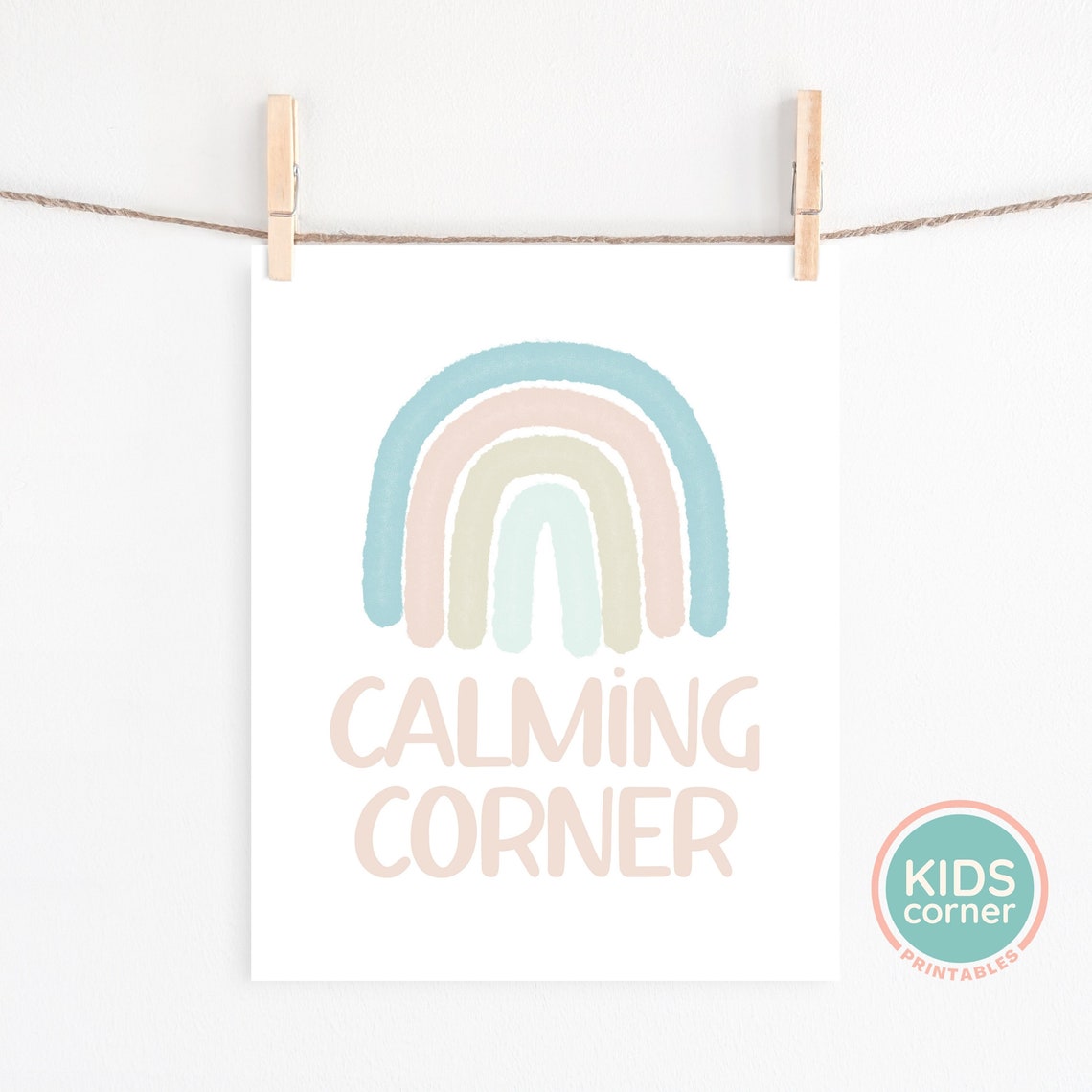 Calming Corner Rainbow Pastel Classroom Sensory Quote Poster - Image 3
