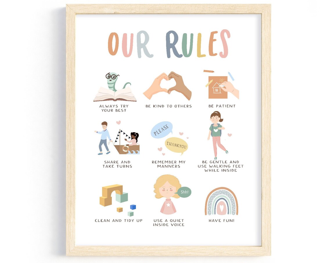 Classroom Rules Kid Behaviour Poster, Montessori Decor