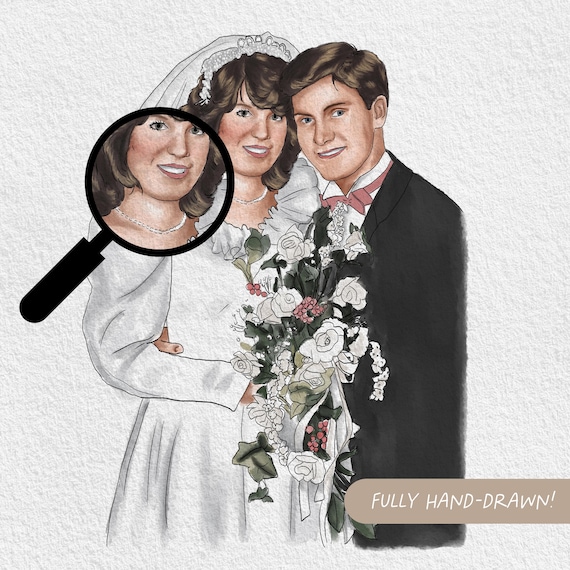 Custom Watercolor Wedding Couple Portrait Anniversary Gift Print