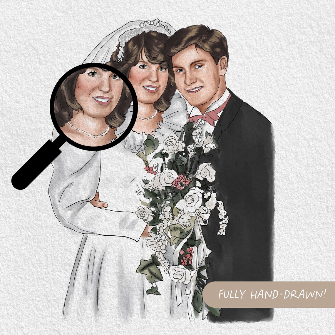 Custom Watercolor Wedding Couple Portrait Anniversary Gift Print