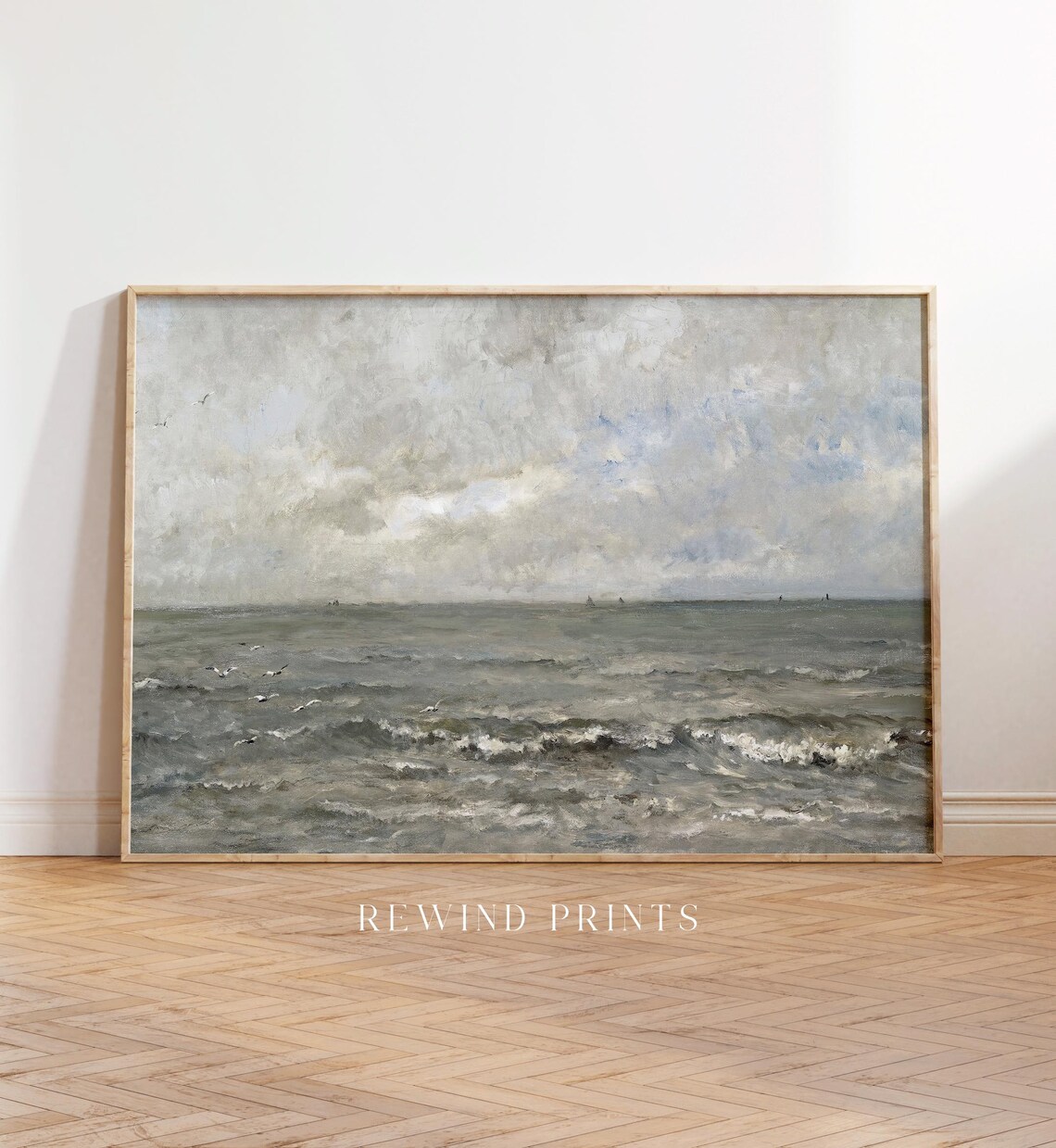 Vintage Coastal Landscape, Neutral Bathroom Wall Art - Image 5