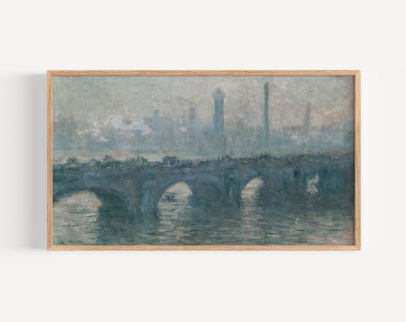 Frame Tv Art Vintage Landscape Bridge Painting Abstract Tv Art Moody Landscape Tv Art Oil Painting Art
