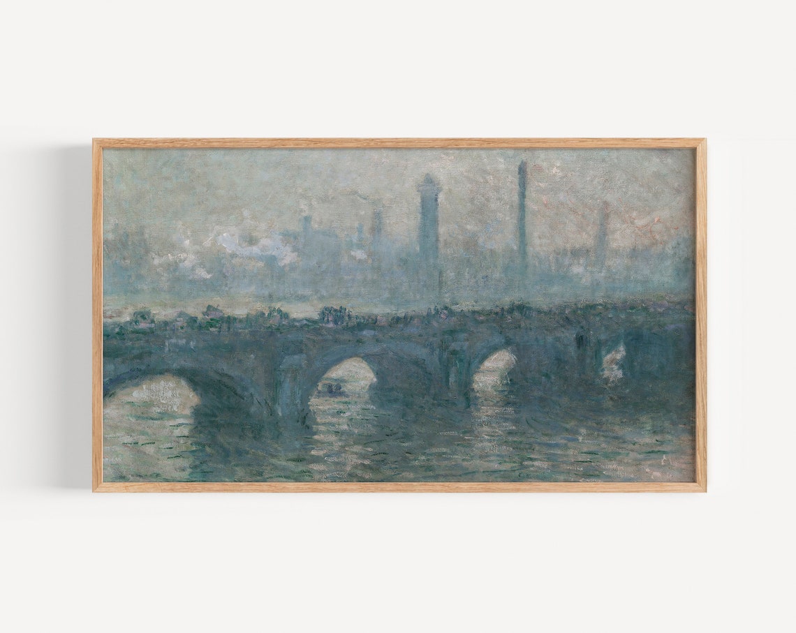 Frame Tv Art Vintage Landscape Bridge Painting Abstract Tv Art Moody Landscape Tv Art Oil Painting Art