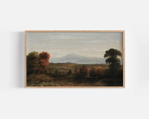 Fall Frame Tv Art Moody Autumn Trees Vintage Landscape Painting Warm Colors Tv Art
